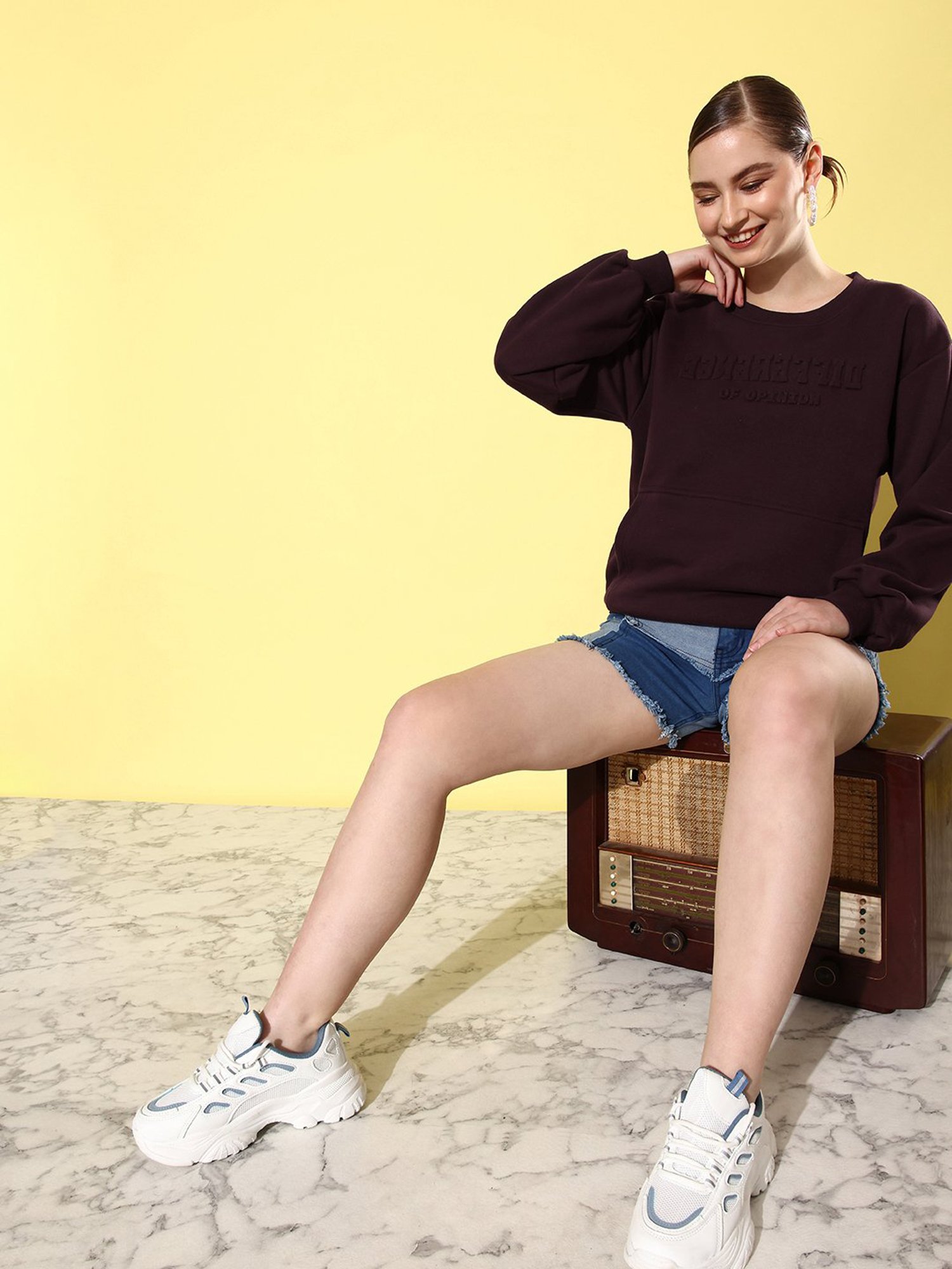 Difference of Opinion Wine Fleece Graphic Print Oversized Sweatshirt