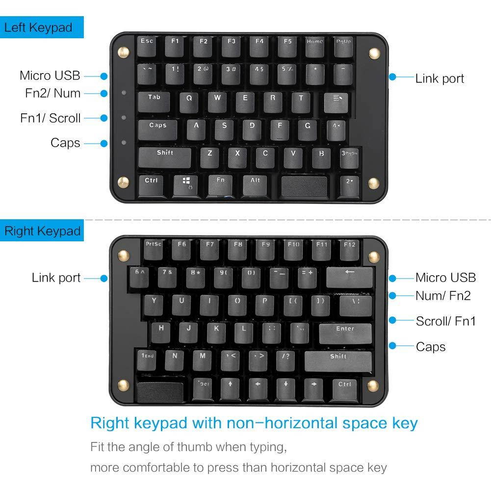 Koolertron Programmable Split Mechanical Keyboard, All 89 Keys Programmable Ergonomic Keypad with OEM Gateron Black Switch, 8 Macro Keys - [SMKD62] (OEM Black Switch (White Backlit))