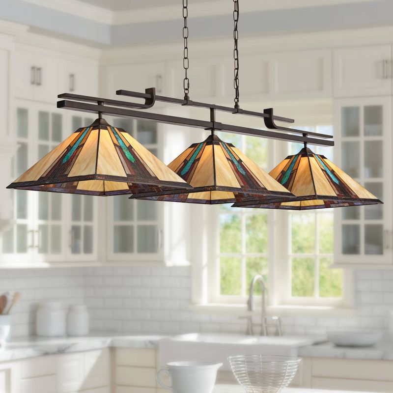 Robert Louis Tiffany Pirro 56" Wide Bronze Ranier Kitchen Island Light Pendant