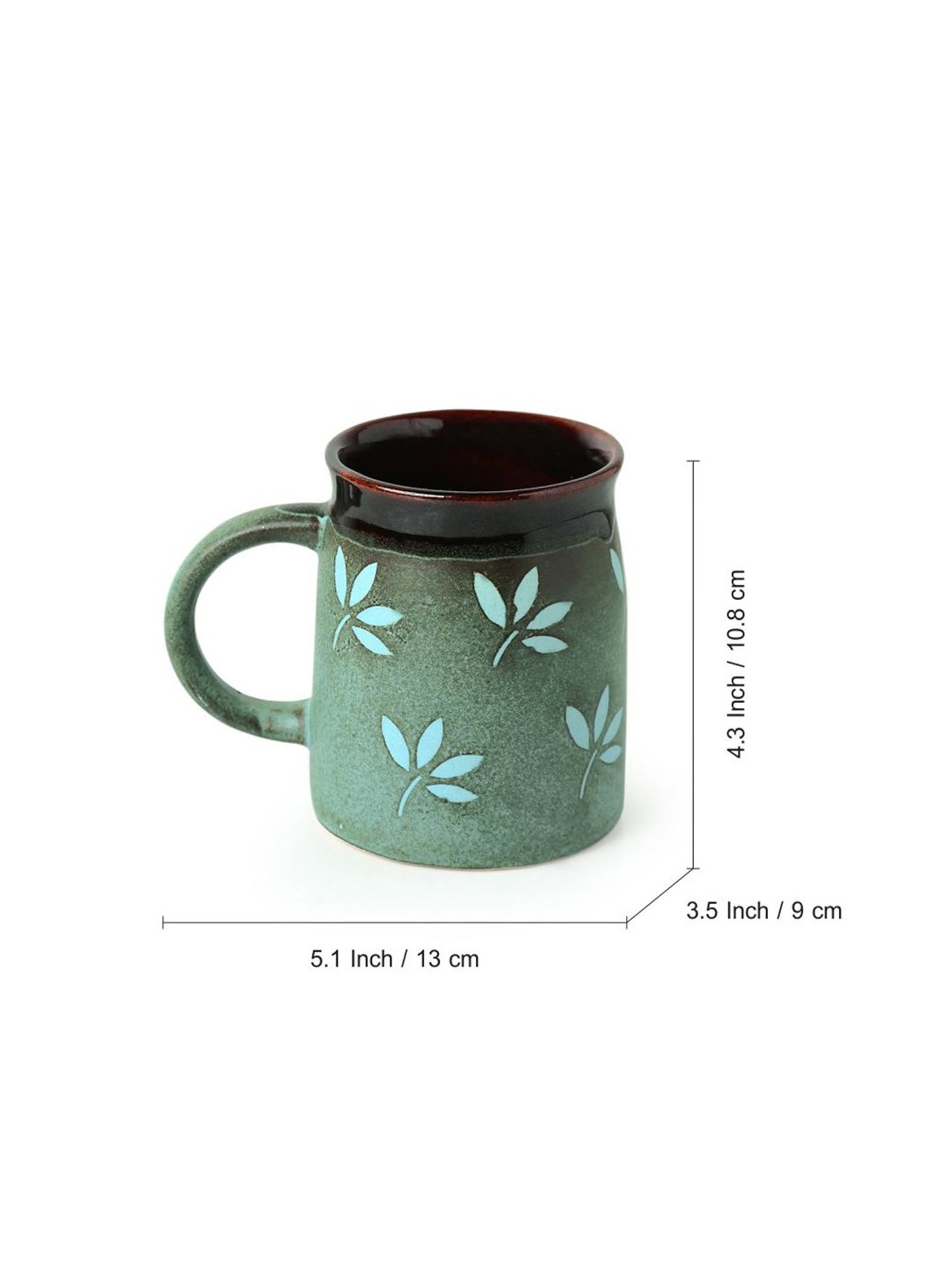 ExclusiveLane Sage Green & Cocoa Brown Ceramic Coffee Mugs - Set of 6 (400ml)
