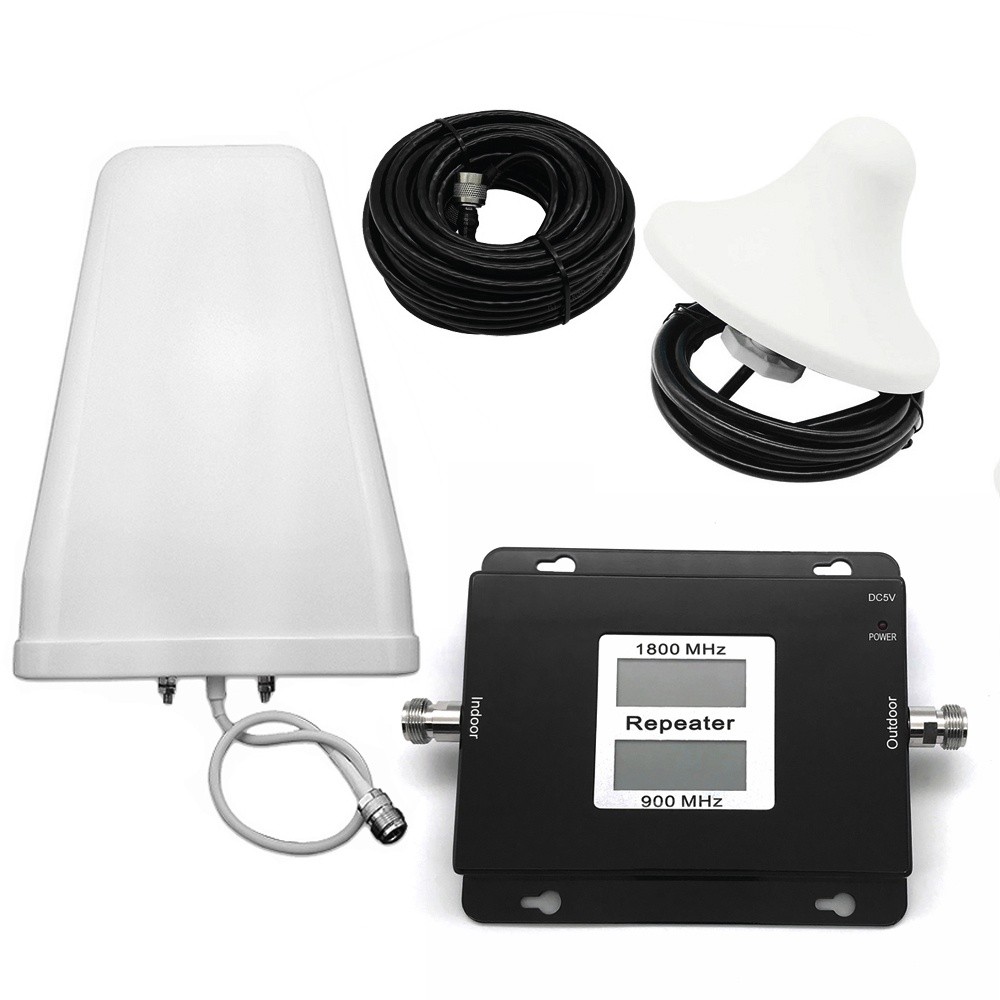 GSM/DCS 900/1800MHz 2G/4G Dual Band Dual LCD Display Mobile Phone Signal Booster Cell Phone Signal Repeater Signal Amplifier Set