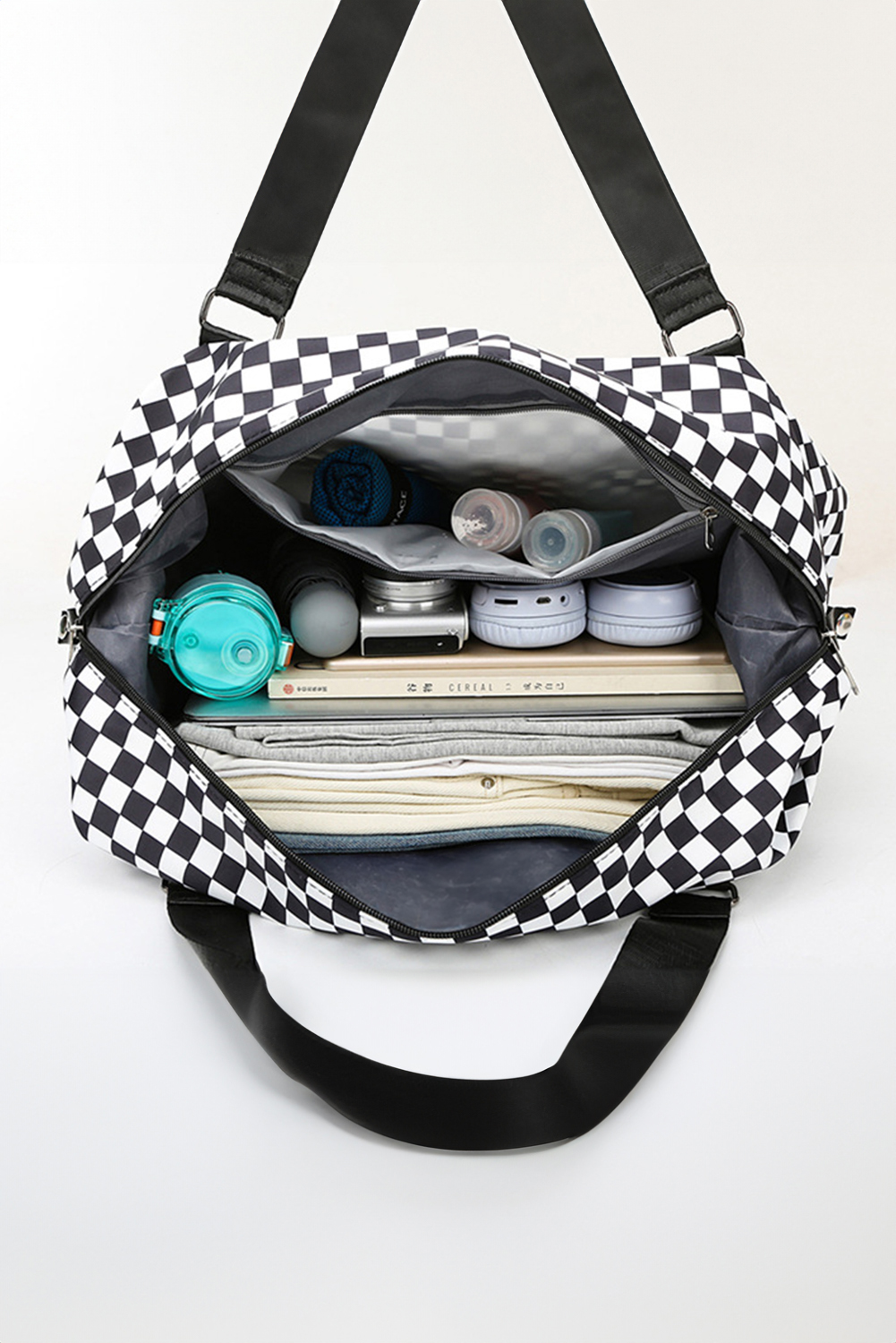 Black Colorblock Bowknot Pattern Knitted Tote Bag