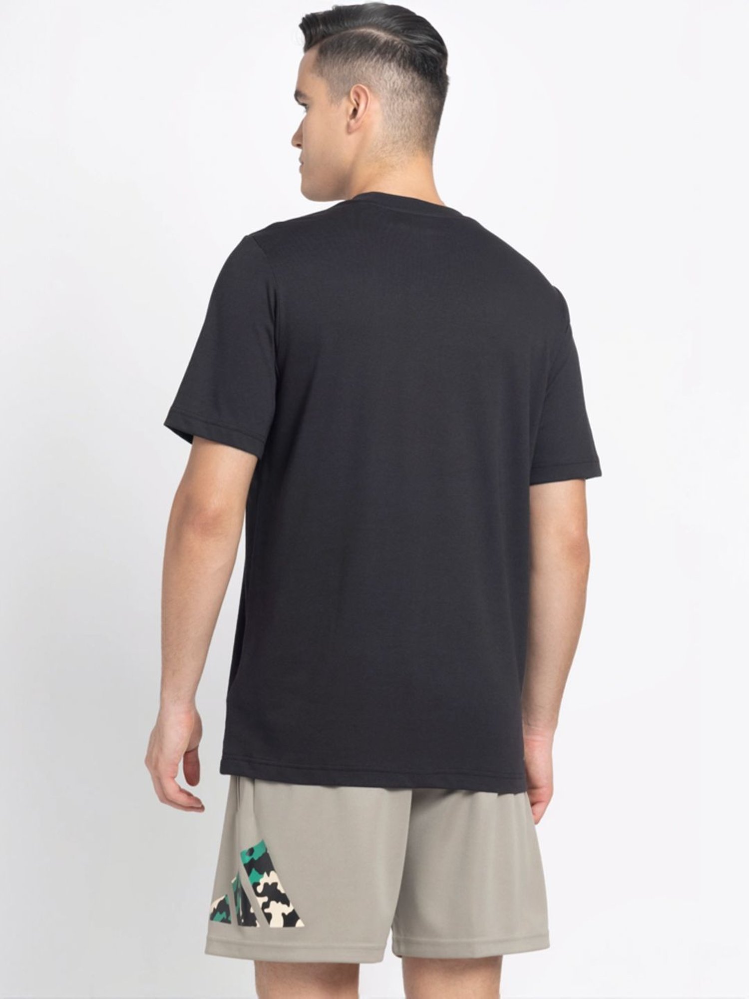 Adidas Black Regular Fit Printed Sports T-Shirt