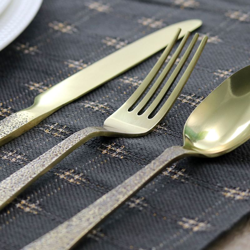 Gibson Elite Zambezi 5 Piece Stainless Steel Hammer Texture Flatware Set in Gold