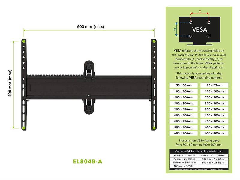 AVF EL804B-A Multi-Position TV Wall Mount for 40-inch to 80-inch TVs