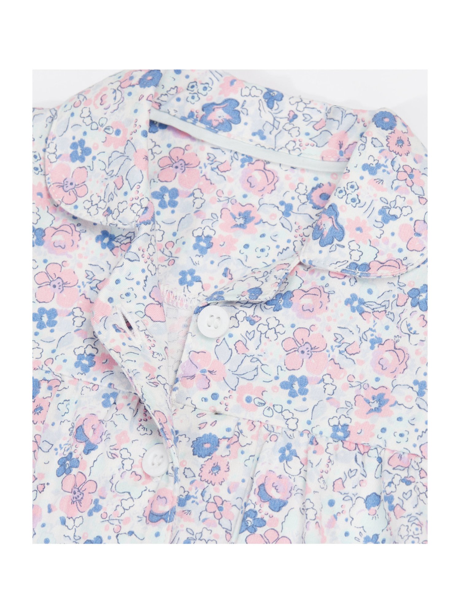 Mothercare Girls Multicolor Cotton Floral Print Full Sleeves Shirt Set