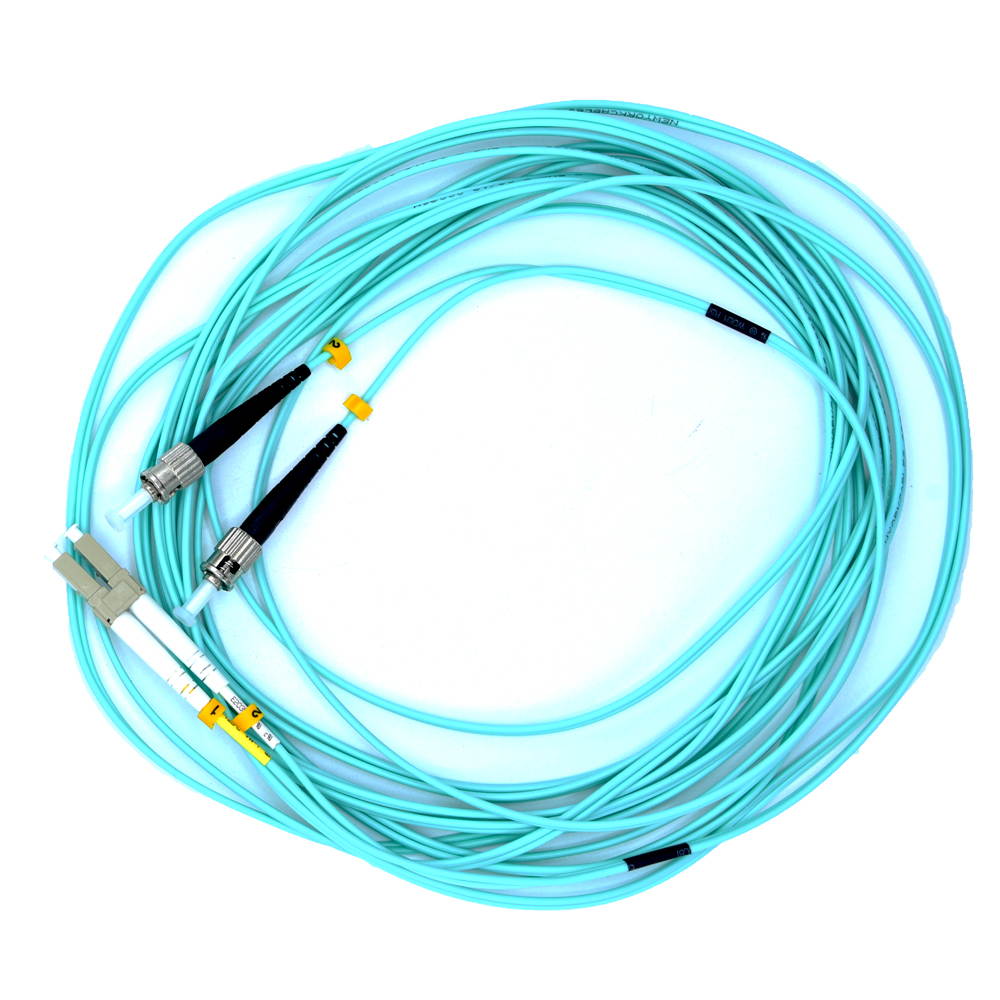 LC to ST OM4 Fiber Patch Cable Multimode Duplex - 1m (3.28ft) - 50/125 100Gb Aqua LC ST