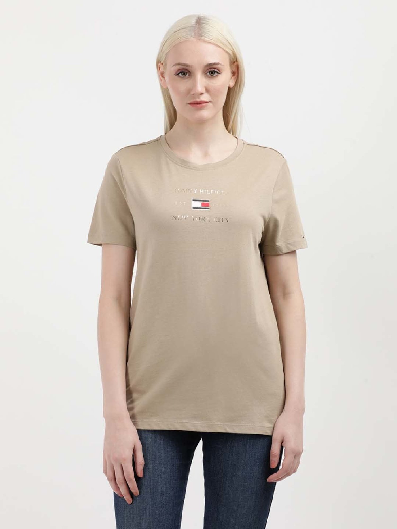 TOMMY HILFIGER Khaki Cotton Printed T-Shirt