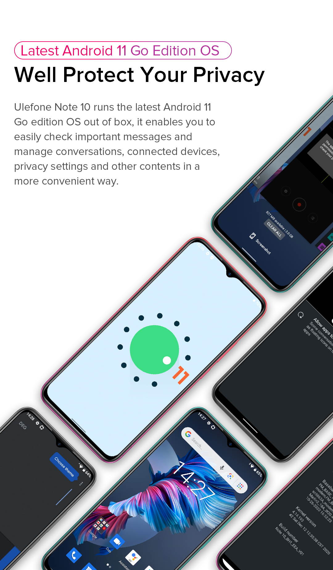 Ulefone Note 10 Unlocked Phones, Android 11 2GB + 32GB ROM, 8MP Four Rear Camera + 8MP Front Camera, 6.52" HD+ Screen 5500mAh Big Battery Dual 4G Unlocked Smartphone