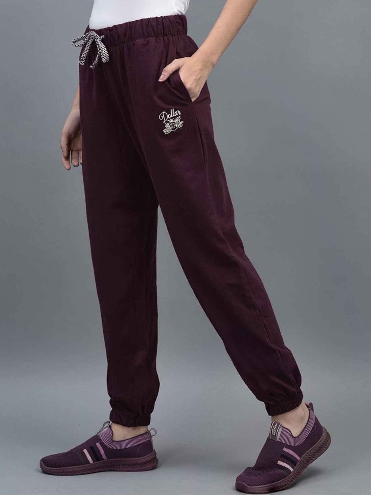 Dollar Maroon Cotton Logo Work Joggers