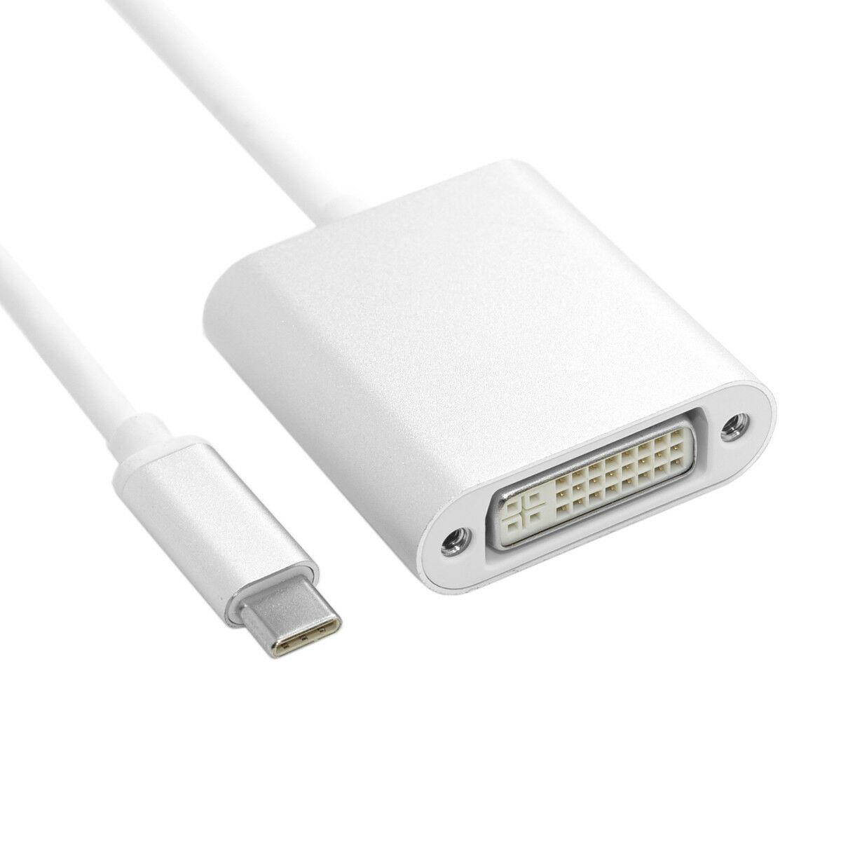 USB Type-C USB-C Male to DVI 24+5 Pin DVI-I Female 1080p Connector Converter Adapter Cable for Macbook Chromebook Pixel Tablet Silver