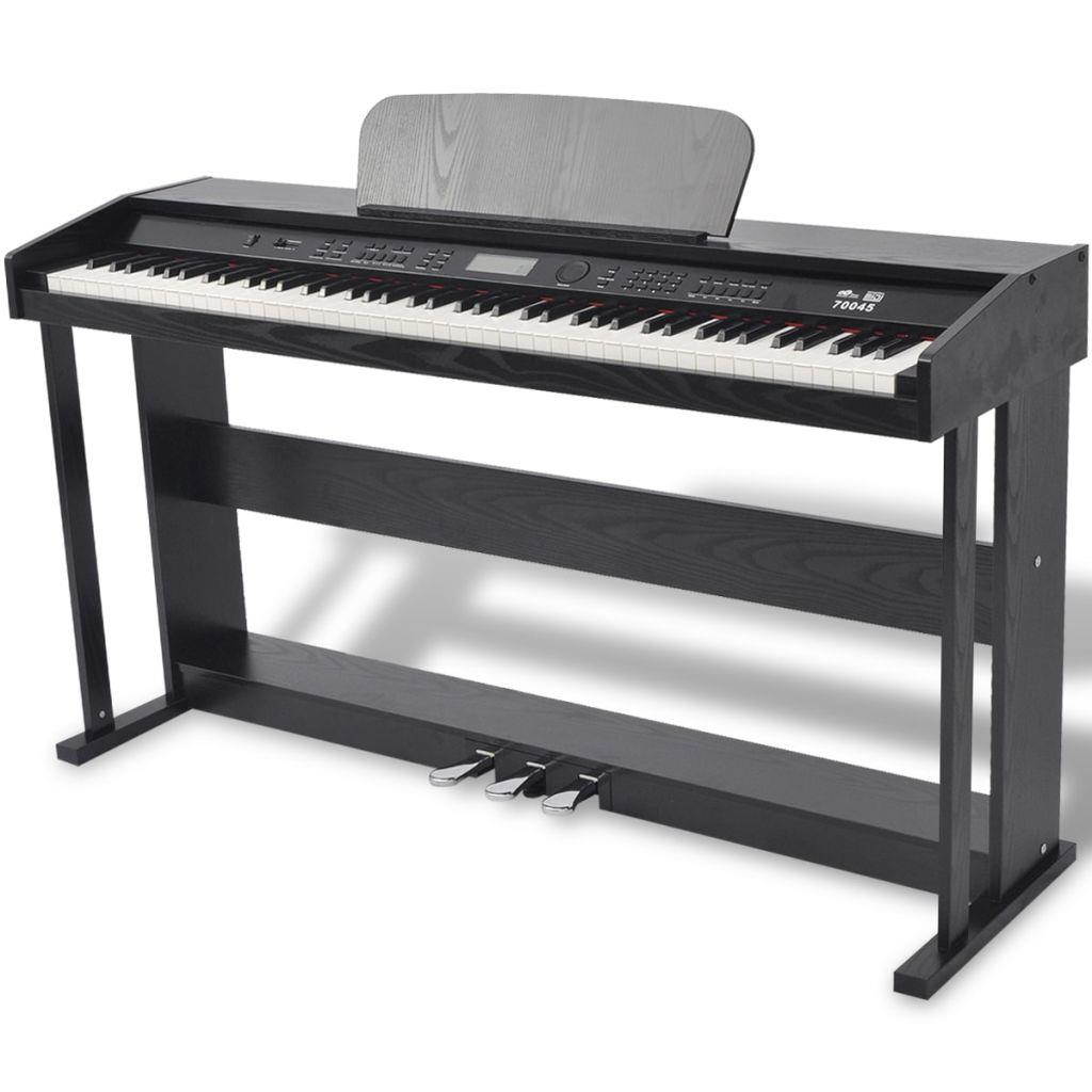 vidaXL 88-key Digital Piano with Pedals Black Melamine Board