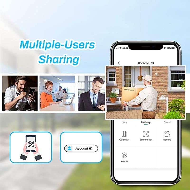 Security Camera Outdoor Wireless WiFi,  Solar Powered Surveillance Camera with Rechargeable Battery, 1080P Night Vision, Motion Detection, 2-Way Audio, IP65 Waterproof, Cloud Storage/SD Slot