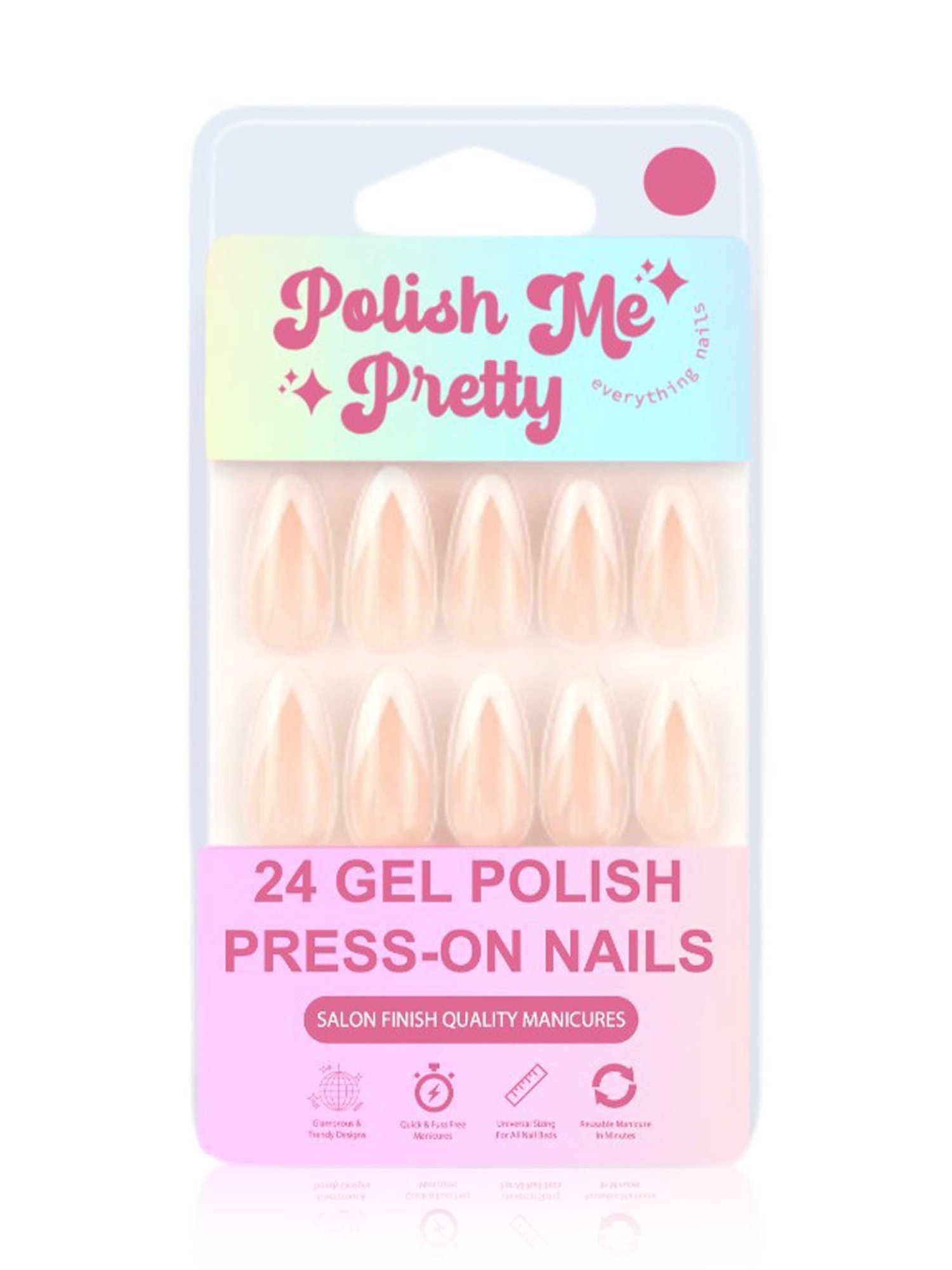 Polish Me Pretty Gel Polish Press On Nails French Stiletto - Set of 24
