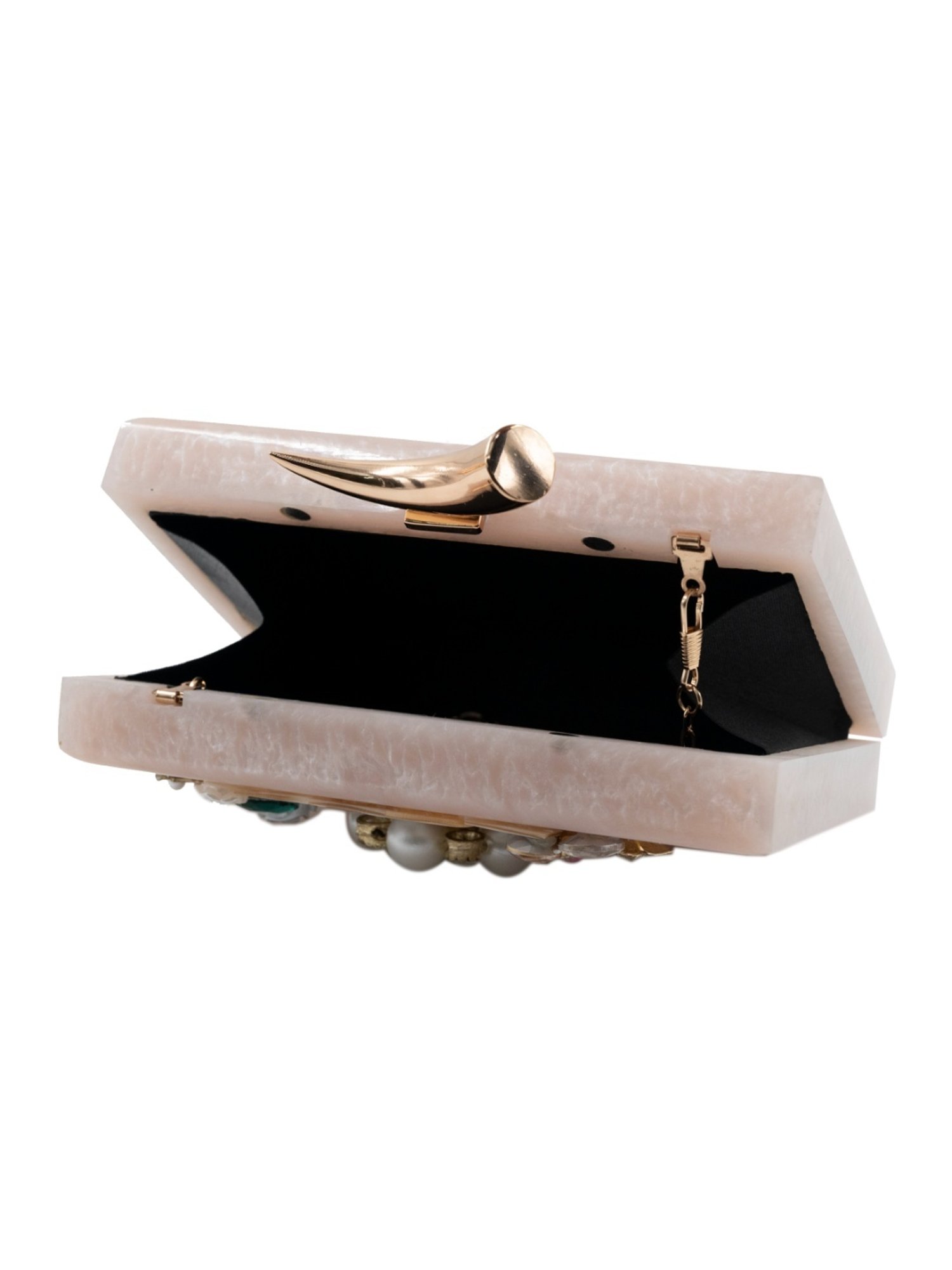 Sugarcrush Beige Luxury Studded Small Clutch