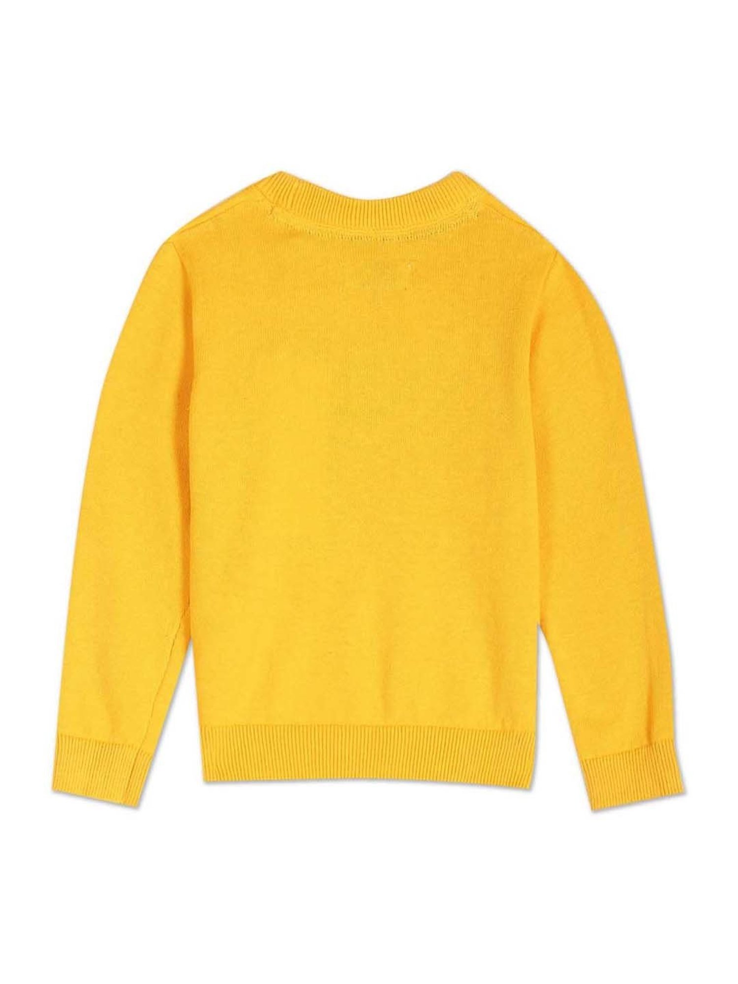 U.S. Polo Assn. Kids Yellow Cotton Printed Full Sleeves Sweater