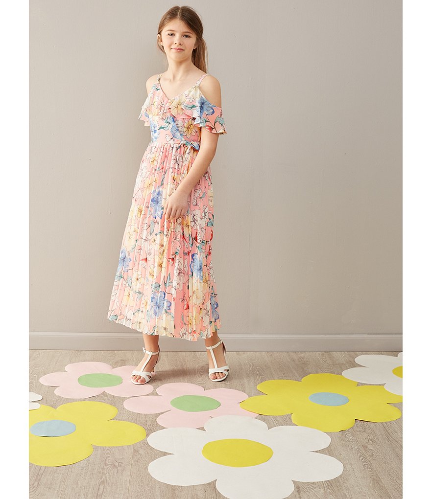 Bonnie Jean Big Girls 7-16 Tie-Dye Chiffon Tiered Maxi Dress