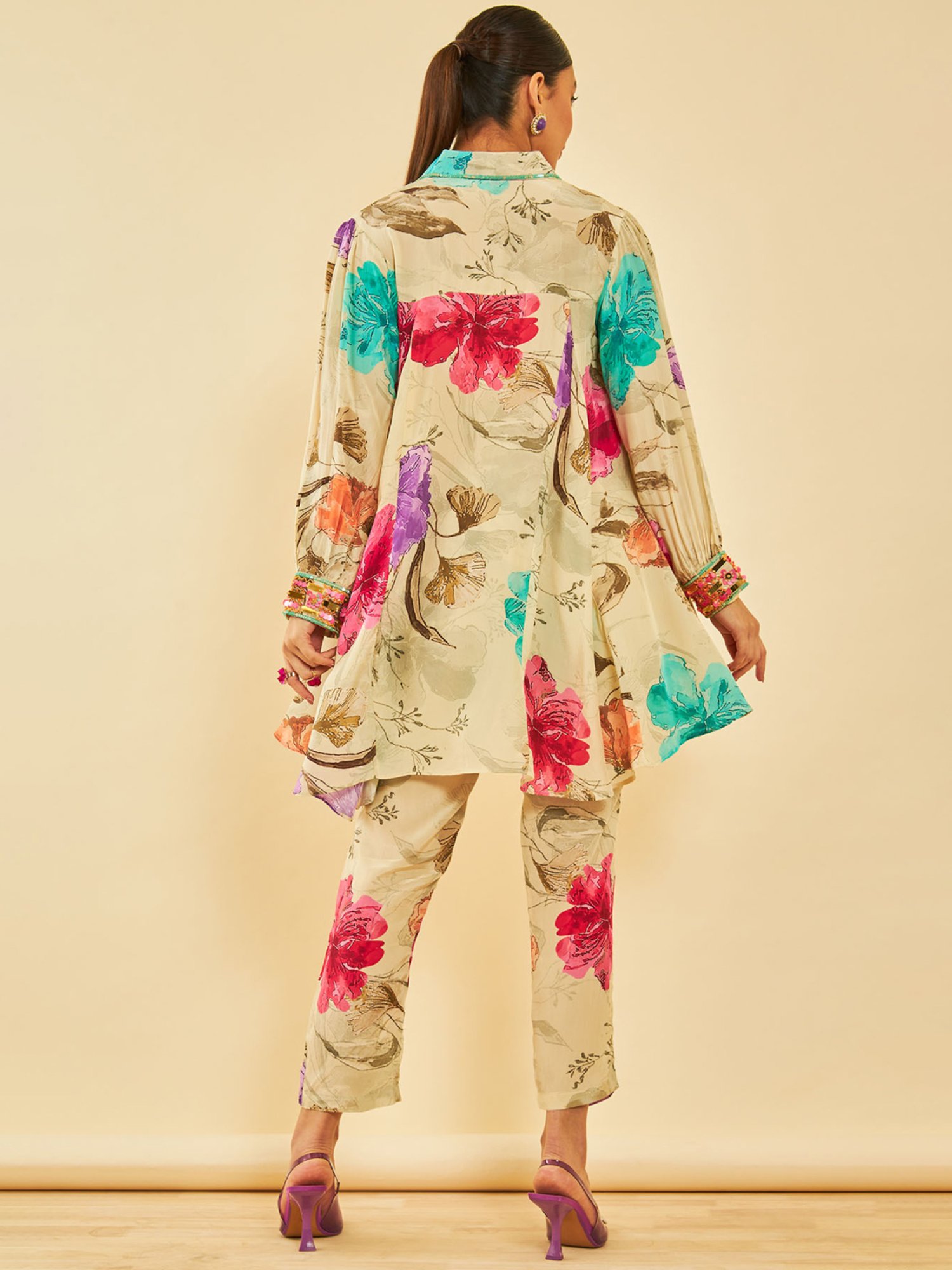 Melon by PlusS Blue Printed Shirt Pant Set