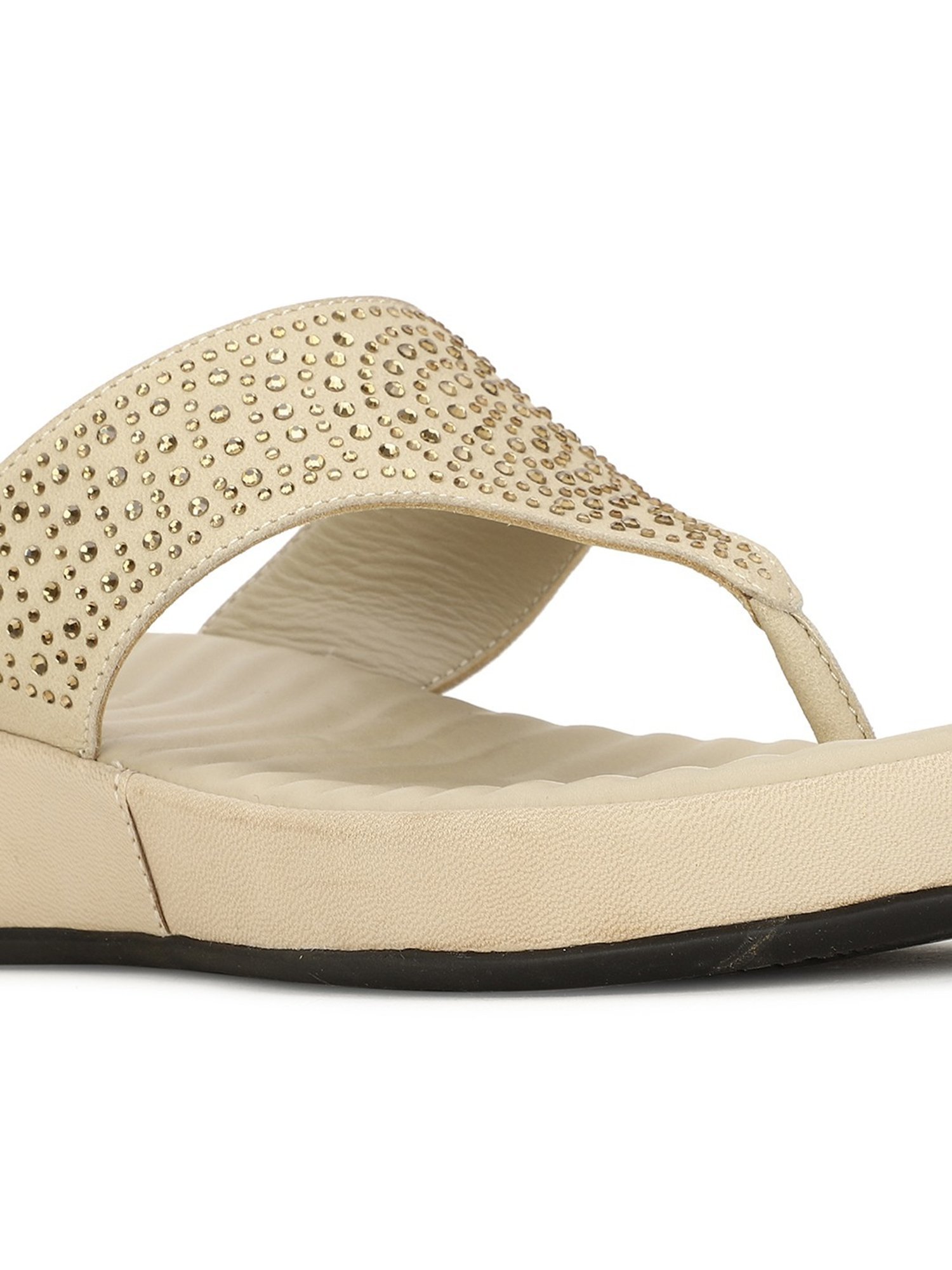 Scholl by Bata Women's POPPY Beige Thong Wedges
