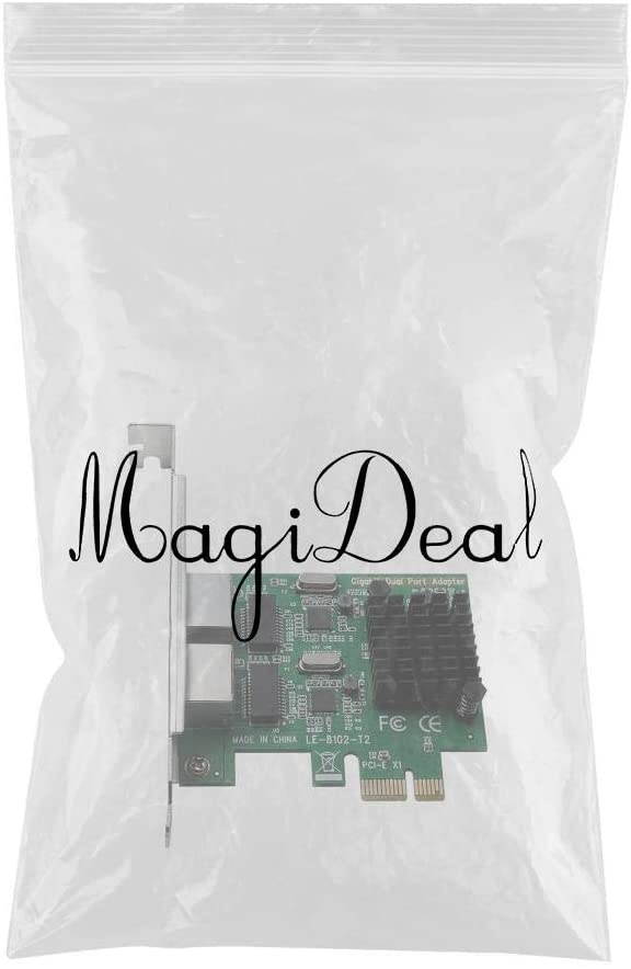 MagiDeal Dual RJ45 Port 1Gbps PCI-E X1 LAN Gigabit Ethernet Network Card