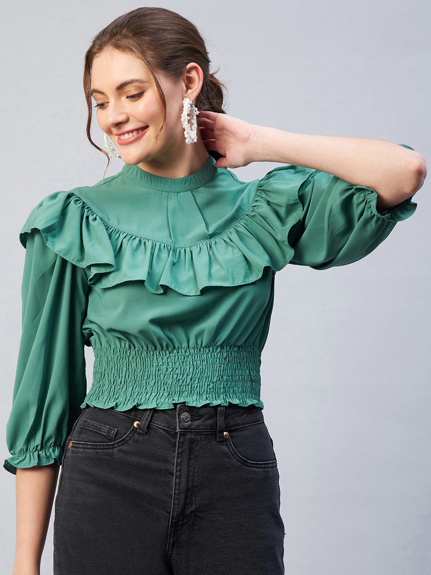Carlton London Green Crop Top