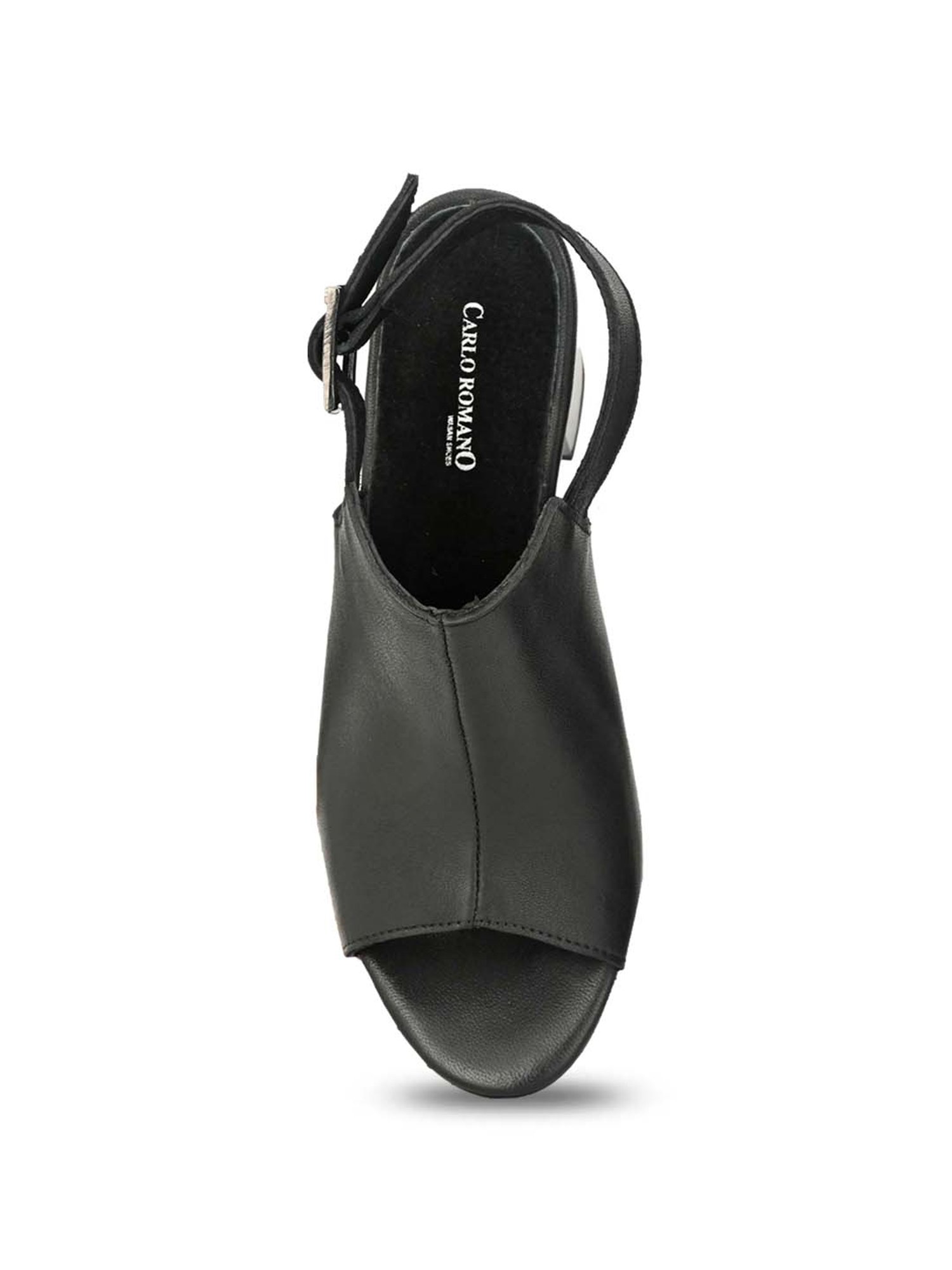Carlo Romano Women's Black Back Strap Sandals