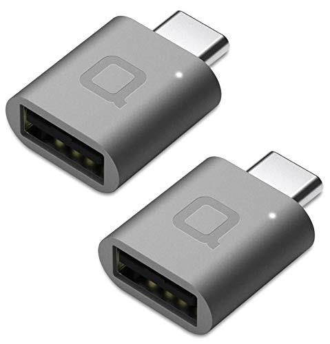 2packnonda usb type c to usb 3.0 adapter, thunderbolt 3 to usb adapter aluminum with indicator led for macbook pro 2018/2017, macbook air 2018, pixel 3, dell xps, and more typec devicesspace gray