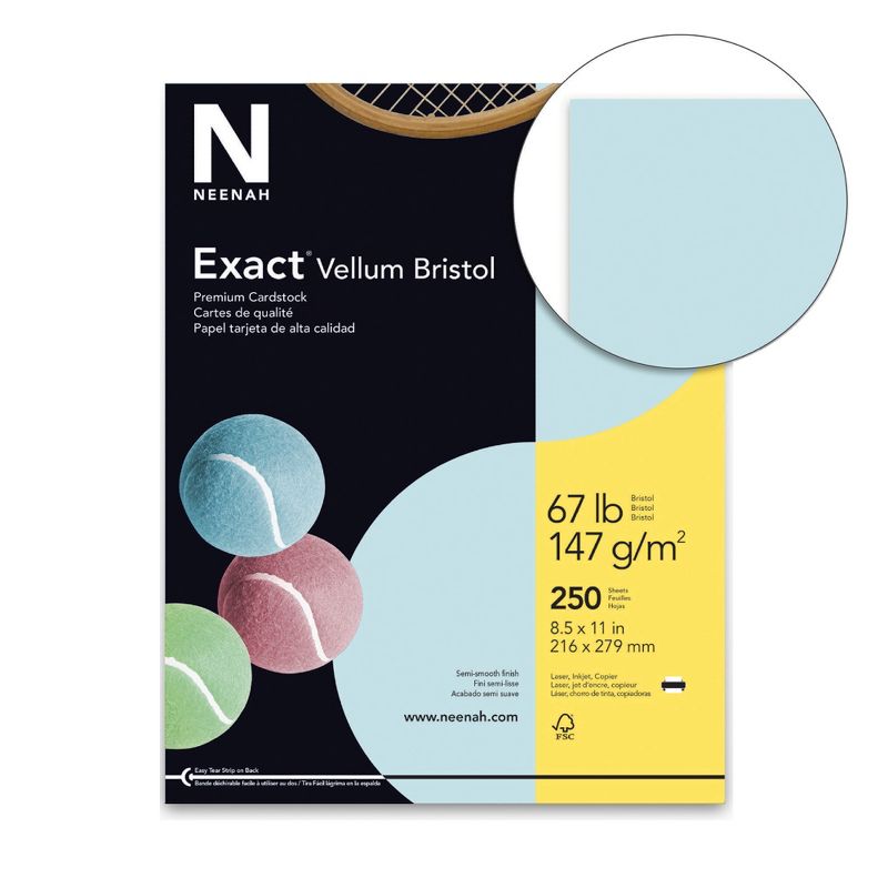 Exact Vellum Bristol Cardstock, 8-1/2 x 11 Inches, 67 lb, Blue, pk of 250