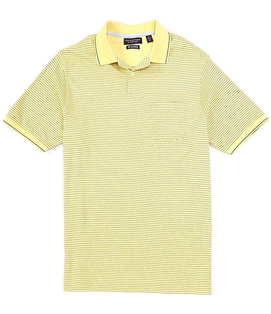 Roundtree & Yorke Big and Tall Short-Sleeve Supima Striped Polo