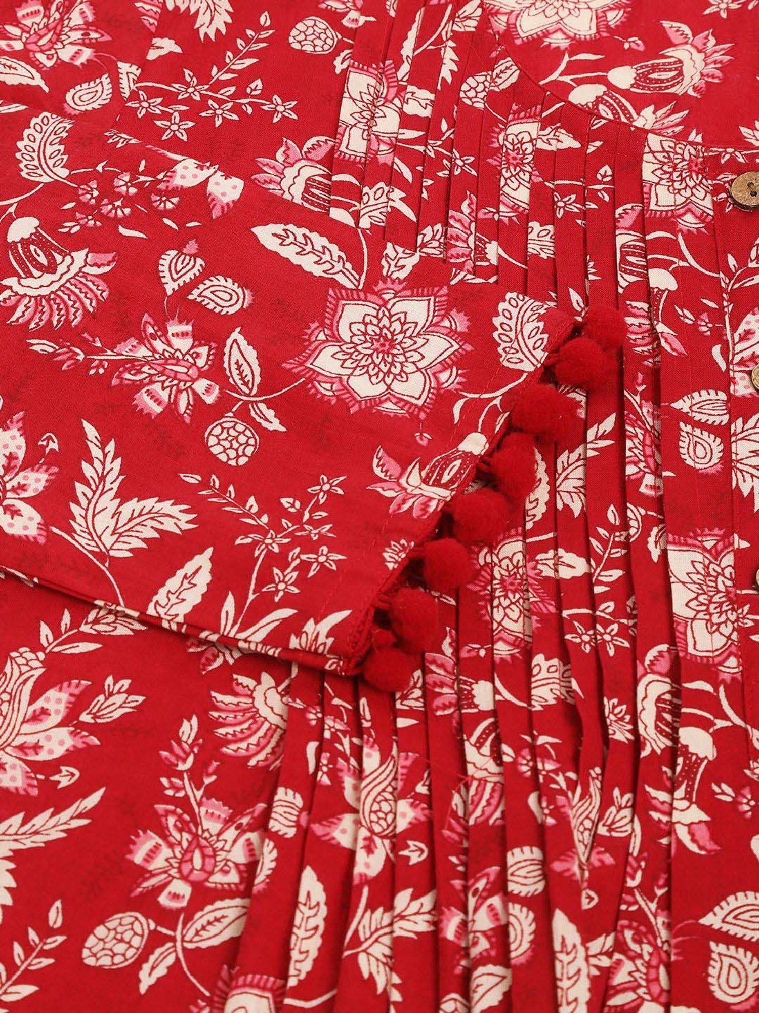 Divena Red Cotton Floral Print Top