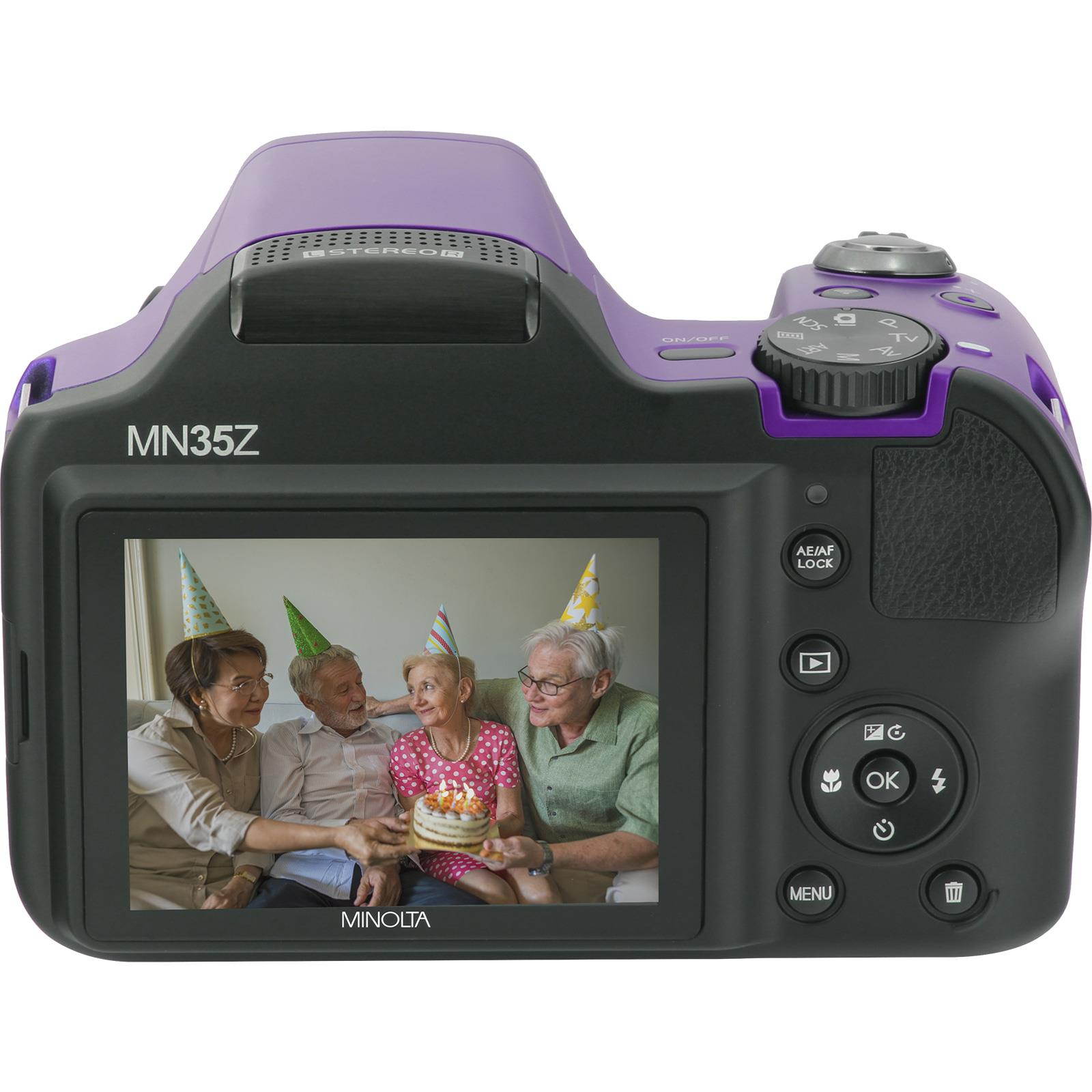 Minolta Mn35z-p 20-megapixel 1080p Full Hd Wi-fi Mn35z Bridge Camera With 35x Zoom [purple]