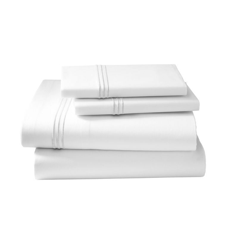 Full Triple Line Solid Fitted Sheet White - Cassadecor