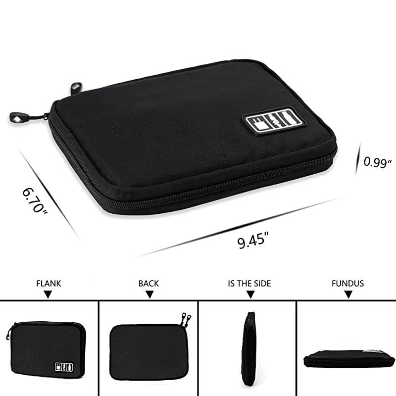 Accessories Organizer BagPortable Tech Gear Phone Accessories Storage Carrying Travel Case Bag Headphone Earphone Cable Organizer Bag M Black