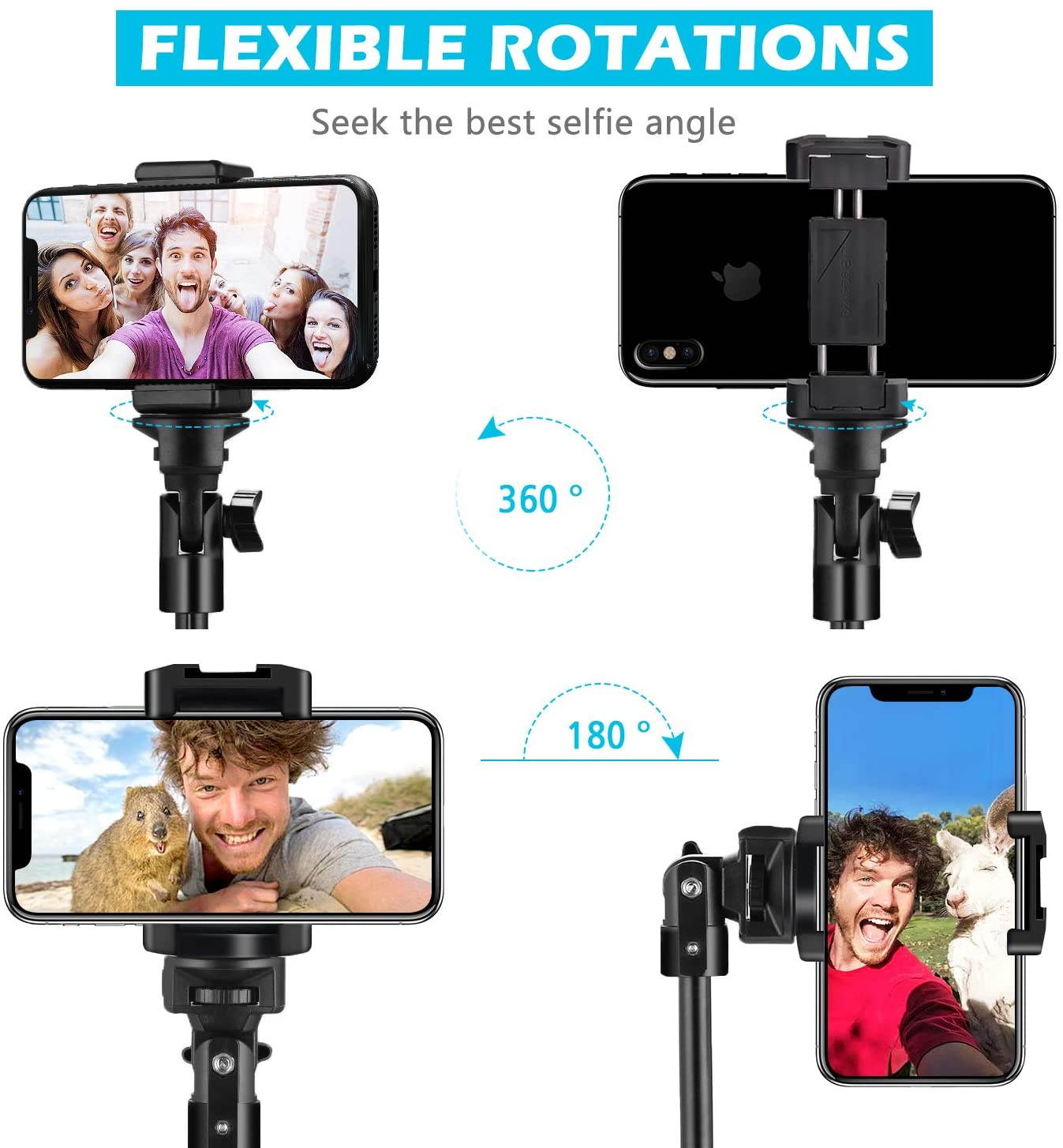 Selfie Stick Tripod, UBeesize 51" Extendable Tripod Stand with Bluetooth Remote for iPhone & Android Phone, Heavy Duty Aluminum, Lightweight