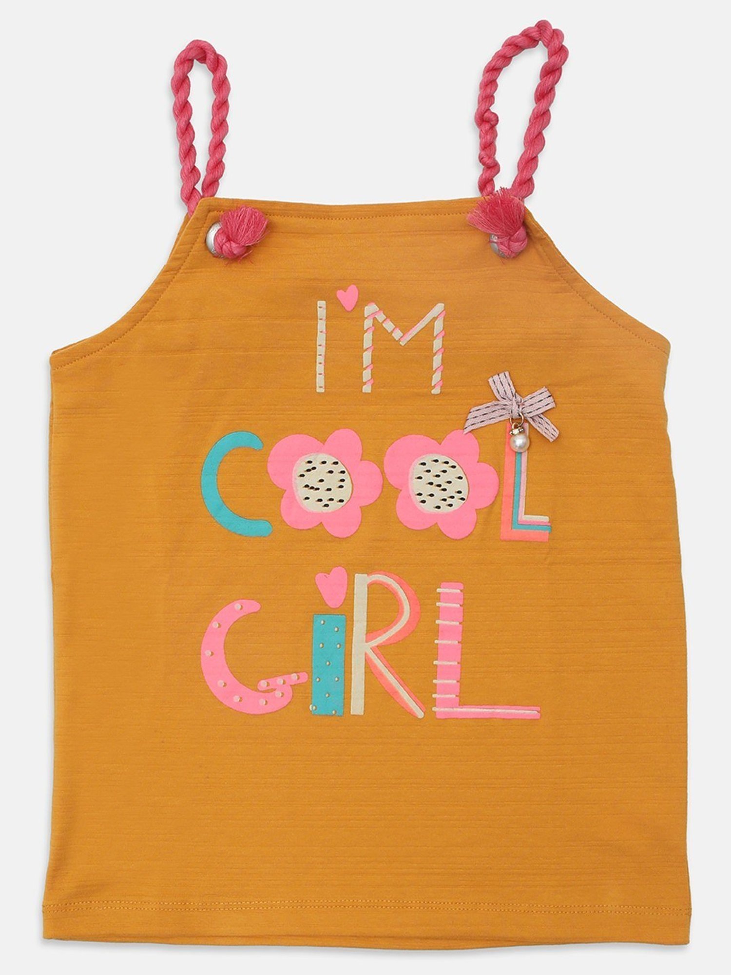 ZIAMA Kids Mustard Printed Top