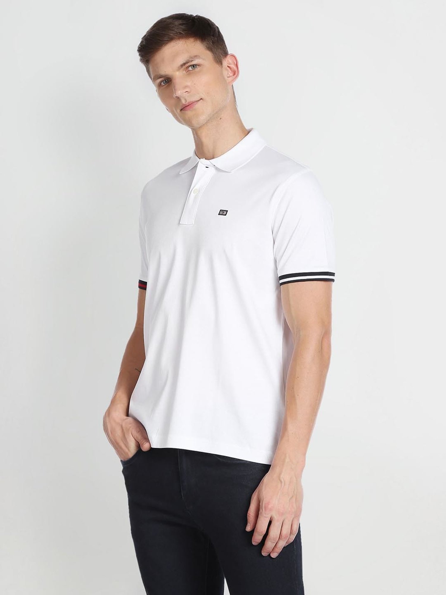 Arrow Sport White Cotton Regular Fit Polo T-Shirt