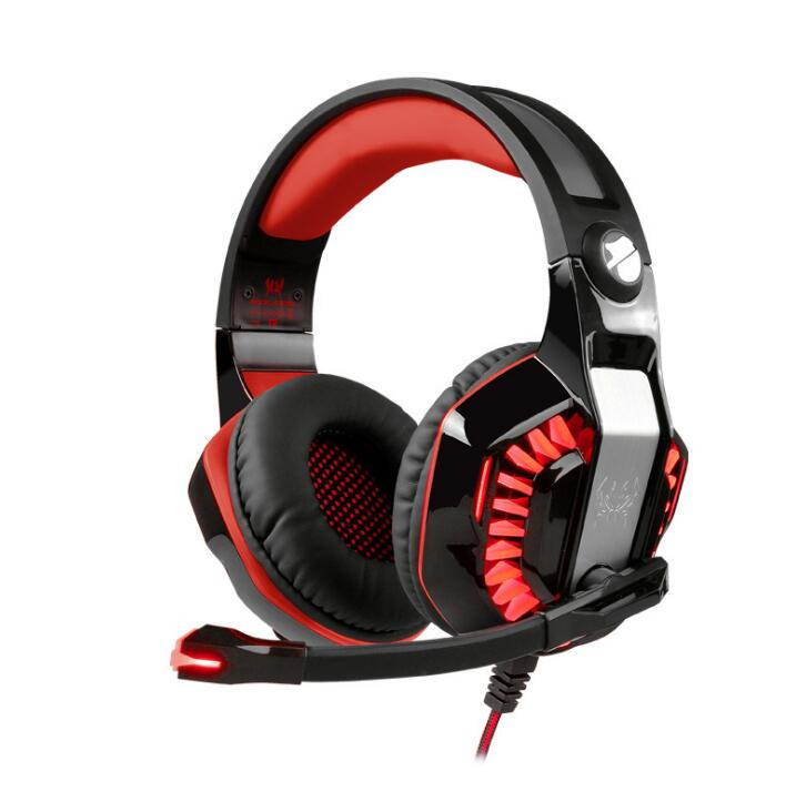 KOTION EACH Gaming Headset for PlayStation 4 PS4 Tablet PC iPhone 6/6s/6 plus/5s/5c/5, 3.5mm Headphone with Microphone LED Light (Black&Red)