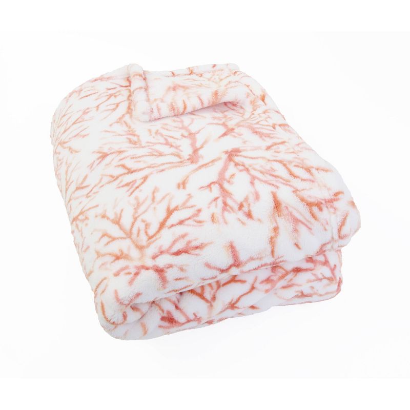 50"x70" Tonga Coral Printed Loft Fleece Decorative Throw Coral - Décor Therapy