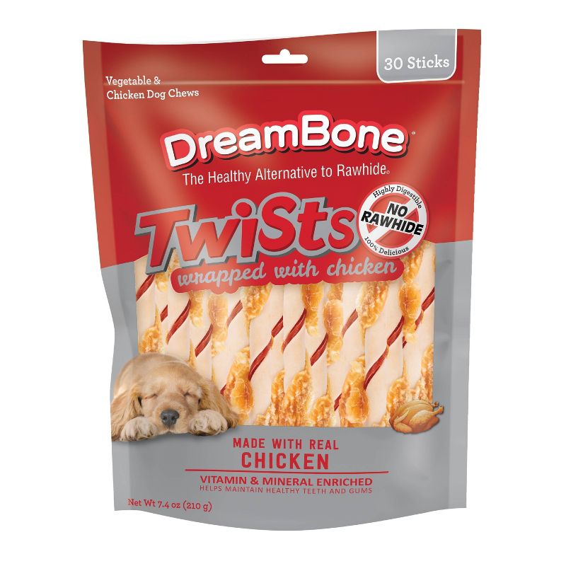 Dreambone Chicken Wrapped Twists Chews Dog Treats - 30ct