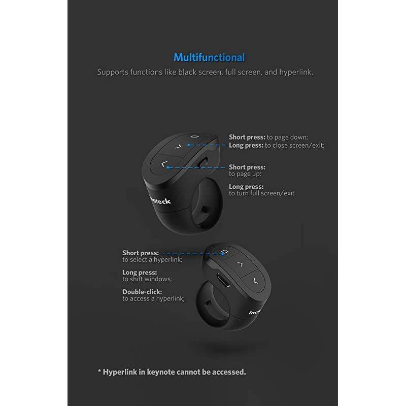 2.4GHz Wearable Wireless Presenter, Remote, Support PPT and Keynote, Lasts 15 Days, Rechargeable (WP2002)
