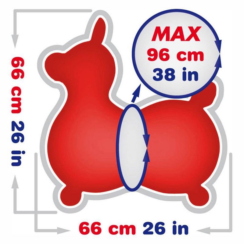 Gymnic Rody Horse Max Baby Toddler Ride On Latex Free Vinyl Bouncing Toy, Red