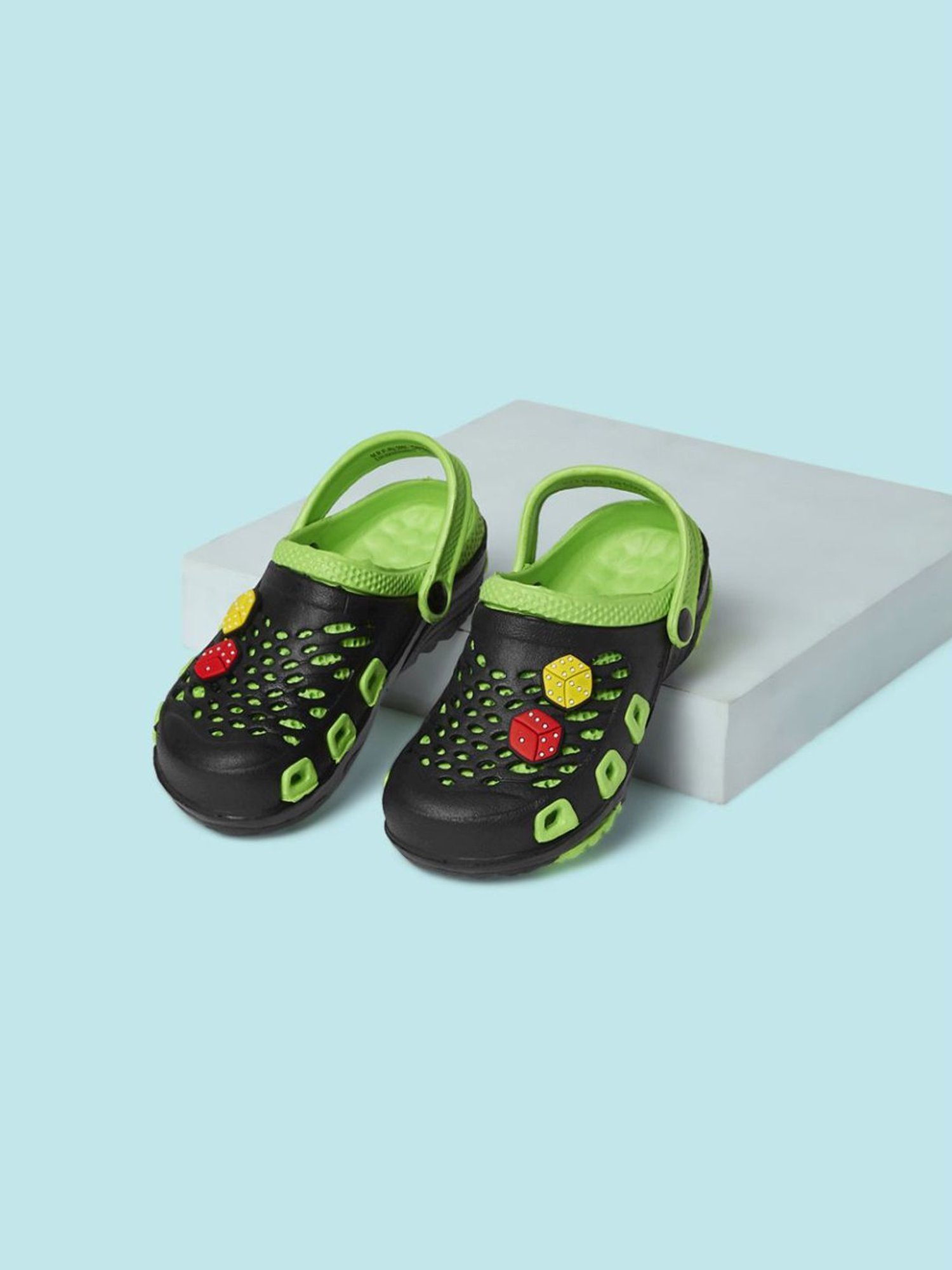 Yellow by Westside Navy Stripe Pattern Slides