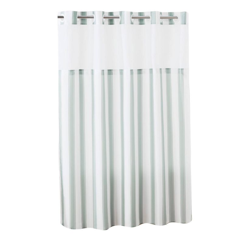 Striped Shower Curtain with Liner Gray - Hookless