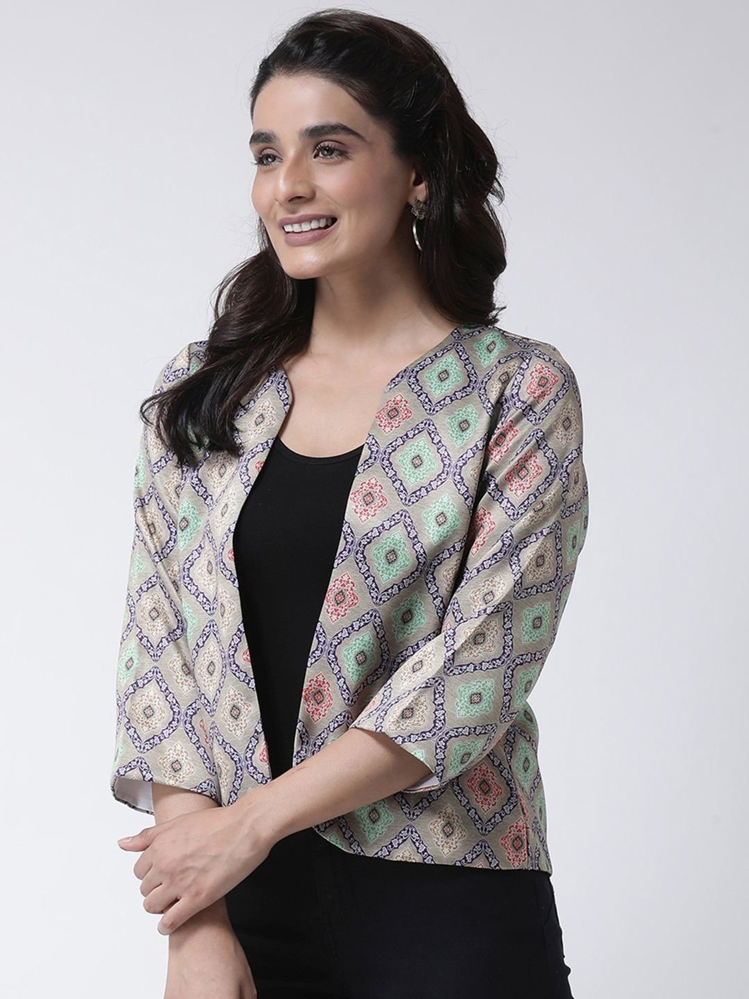 Hangup Grey Printed Shrug