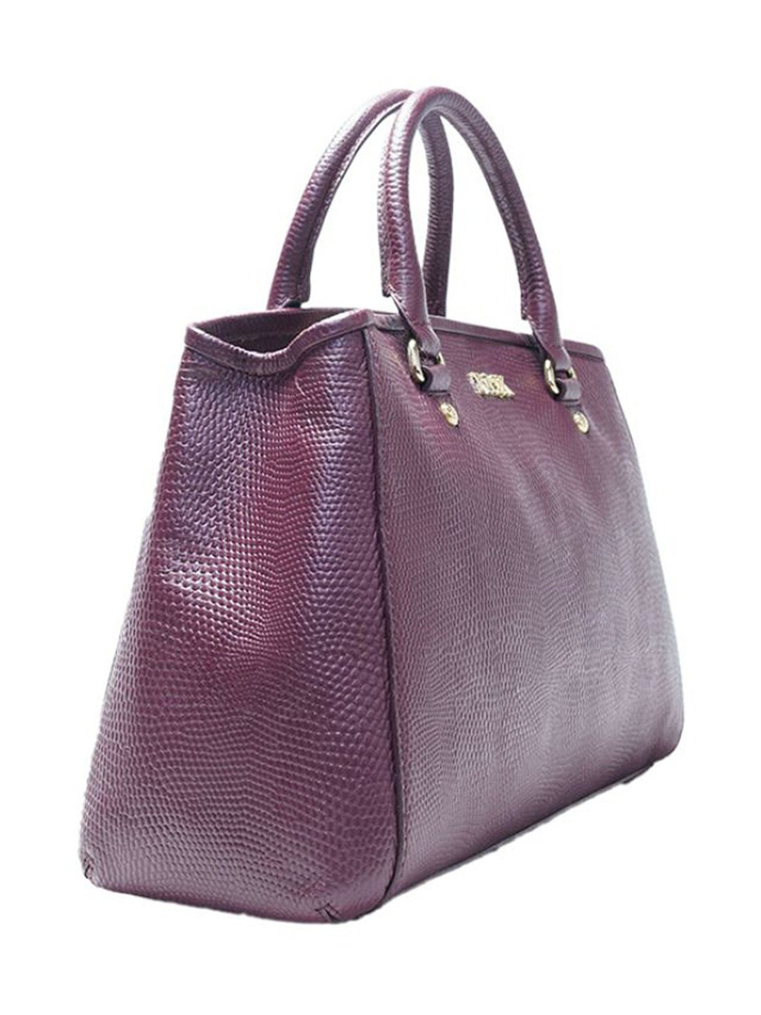 RI2K London Purple Leather Large Textured Handbag