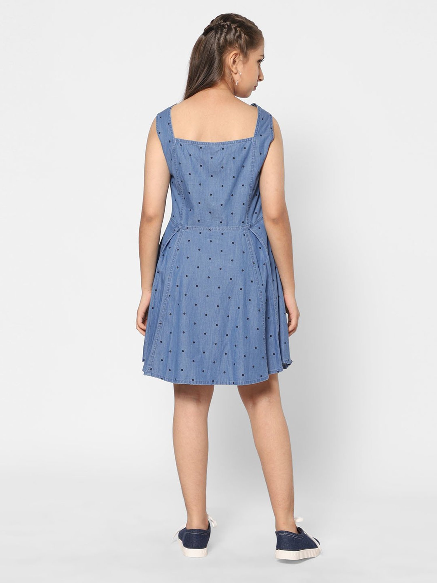 TeenTrums Girls Blue Printed Fit & Flare Dress