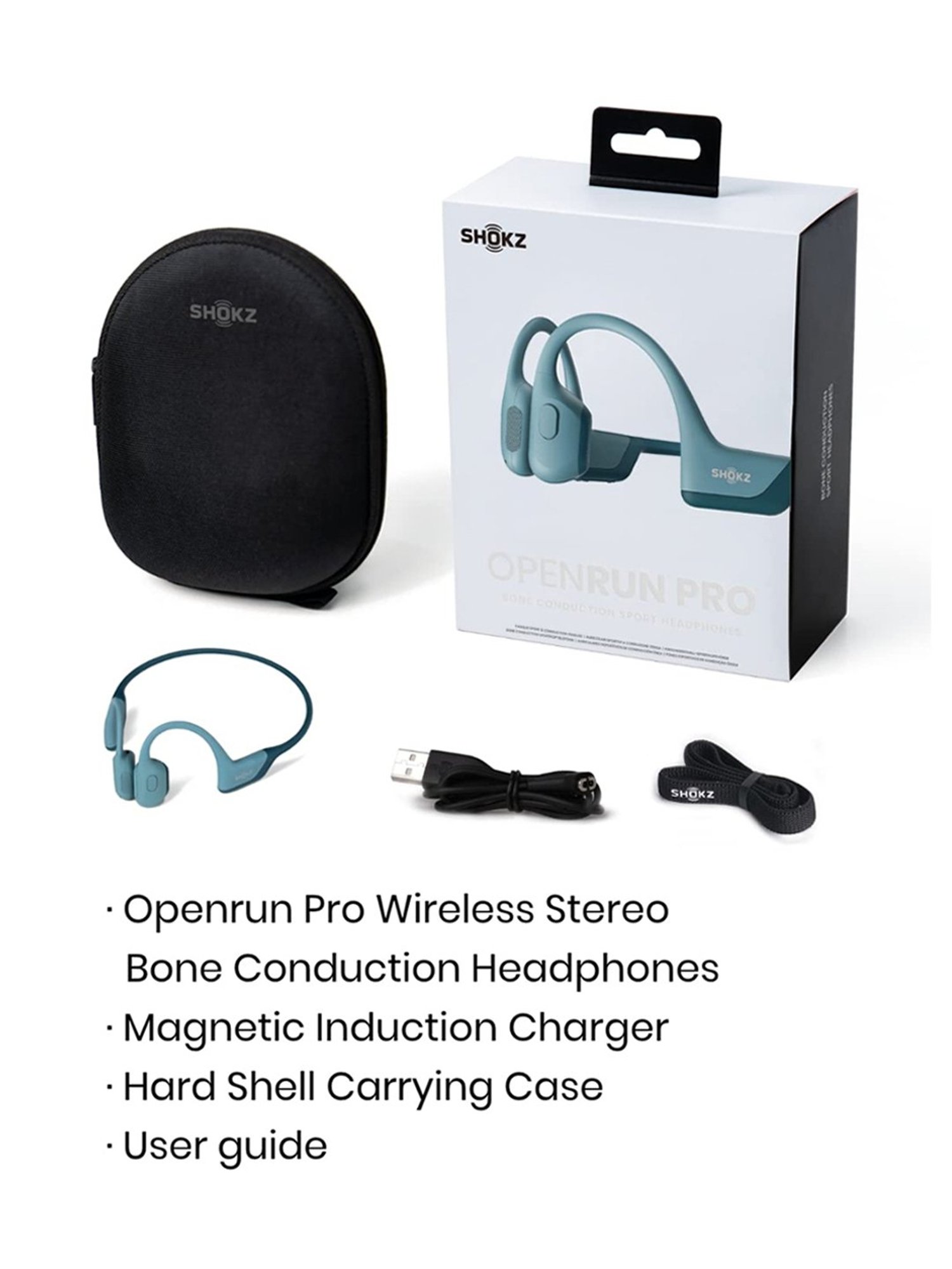 SHOKZ OpenRun Pro In Ear Wireless Bluetooth Neckband with Mic, IP55 Waterproof (Cooldown Blue)