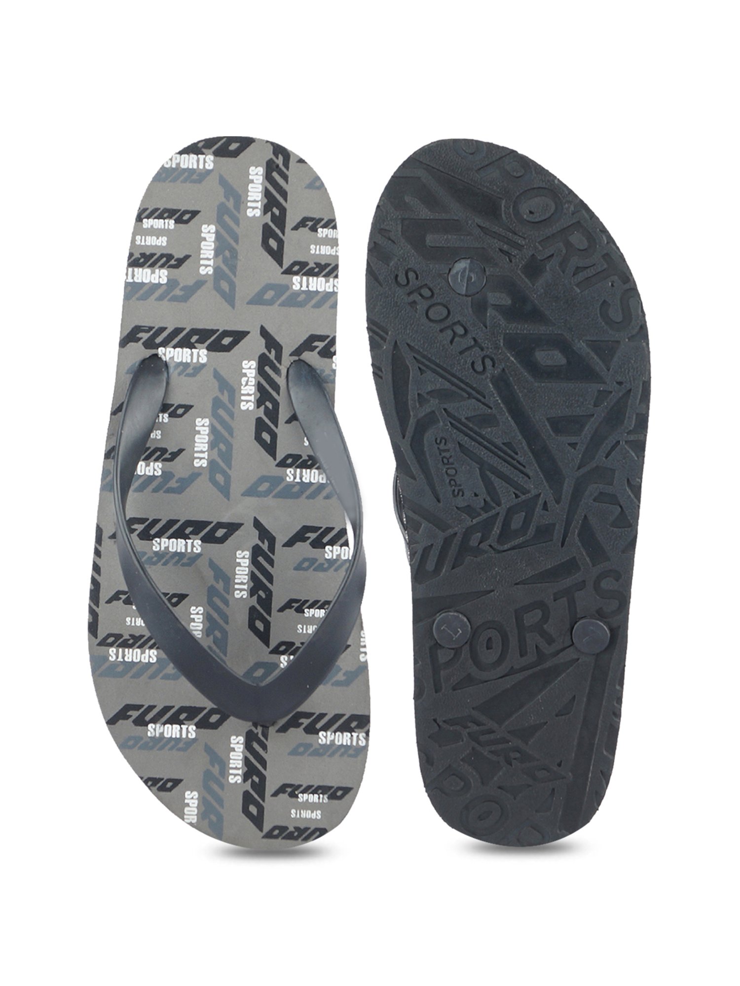 Furo by Red Chief Men's Grey & Black Flip Flops