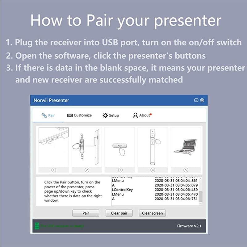 USB Receiver for Wireless Presenter N27/N76 RBK/N76 GBK, USB Adapter/USB Dongle for  Wireless Presentation Clicker