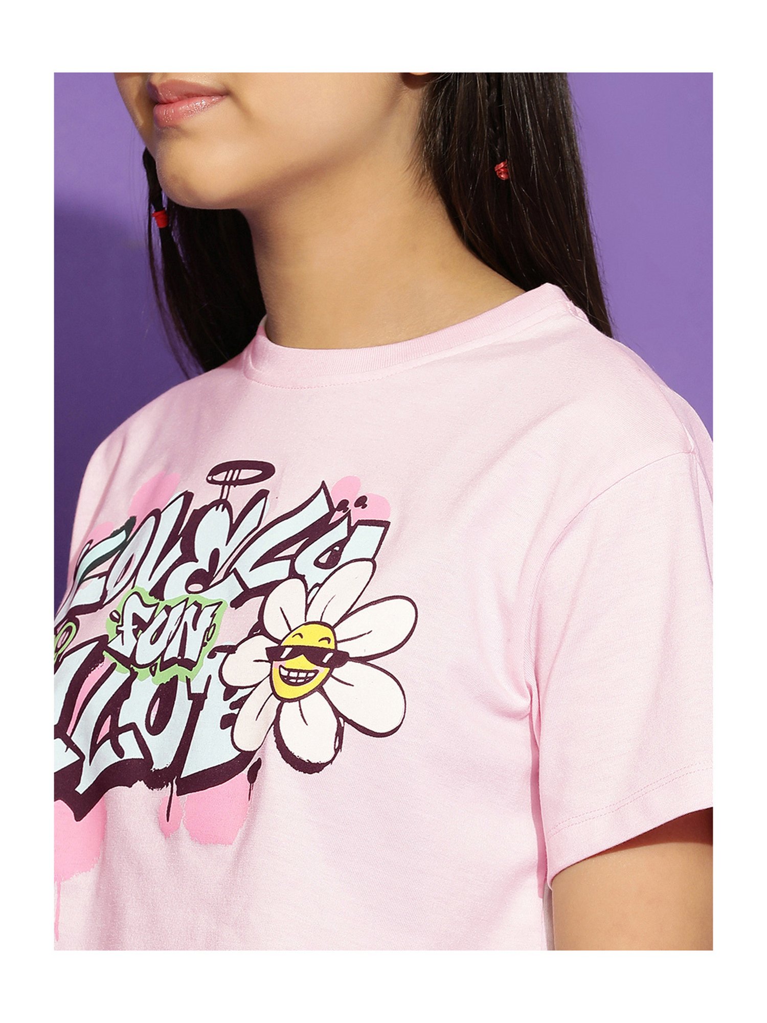 Lil Tomatoes Kids Pink Printed Crop Top